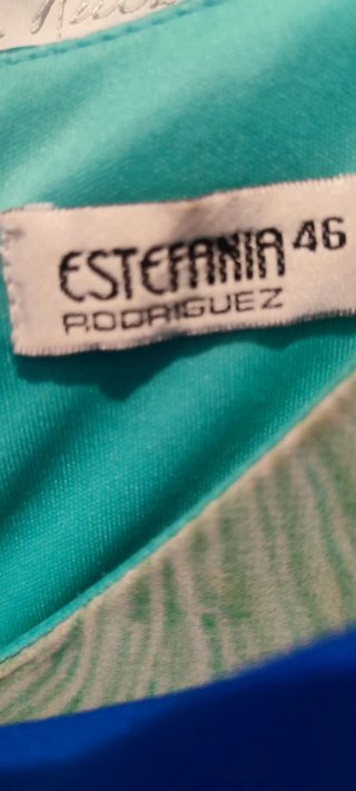 Vestido de fiesta azul y verde