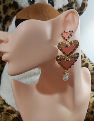 Pendientes Largos de Corazones con Circonias