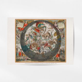MAPA CELESTIAL ANDREAS CELLARIUS 1660 CONSTELACION