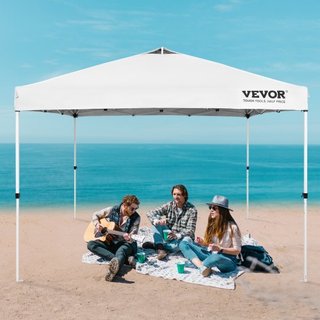 Tienda de Fiesta Plegable 304.8 x 304.8 cm con Bolsa Portátil para Camping Blanca
