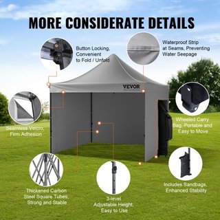 Carpa Plegable para Exterior Gazebo 304.8 x 304.8 cm con Paredes Laterales Gris Oscuro