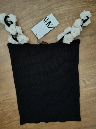 Top Zara Negro Flores