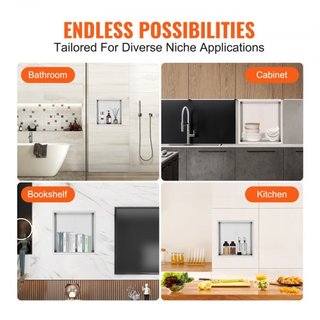 Nicho de Ducha Sin Azulejos de 33.02 x 33.02 cm de Acero Inoxidable 304, Nicho Recesado de Pared con Doble Estante, Sellado Impermeable y Resistente a la Oxidación, Nicho Moderno para Almacenamien...