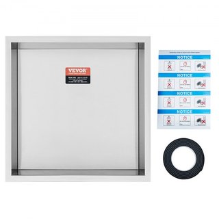Nicho de Ducha Sin Azulejos de 33.02 x 33.02 cm de Acero Inoxidable 304, Nicho Recesado de Pared con Doble Estante, Sellado Impermeable y Resistente a la Oxidación, Nicho Moderno para Almacenamien...