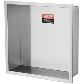 Nicho de Ducha Sin Azulejos de 33.02 x 33.02 cm de Acero Inoxidable 304, Nicho Recesado de Pared con Doble Estante, Sellado Impermeable y Resistente a la Oxidación, Nicho Moderno para Almacenamien...