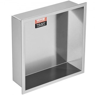 Nicho de Ducha Sin Azulejos de 33.02 x 33.02 cm de Acero Inoxidable 304, Nicho Recesado de Pared con Doble Estante, Sellado Impermeable y Resistente a la Oxidación, Nicho Moderno para Almacenamien...