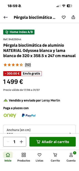 Pérgola bioclimática metal/plástico