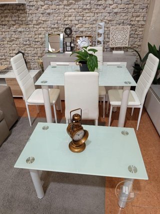 Mesa de comedor con 4 sillas + mesa de centro a juego.