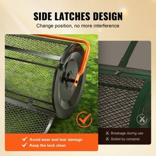 Esparcidor de Compost, Mango Ajustable en Altura de 24.4-25.6", Ancho de 24", Rodillo de Musgo de Turba para Jardín y Césped con Pestillos Laterales, Canasta de Malla de Acero con Recubrimiento en...
