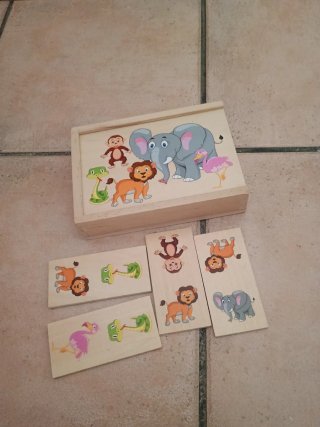 Dominó de madera animales para niños