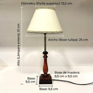Vintage 90’s lámpara sobremesa madera