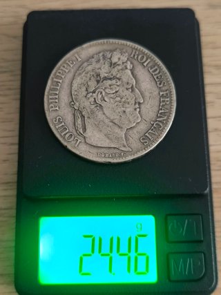 Moneda Plata 5 Francos 1835 Francia