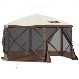 Tienda de Pantalla Gazebo, 10 x 10 pies, Carpa de Refugio de Camping Plegable de 6 Lados con Ventanas de Malla, Bolsa de Transporte Portátil, Estacas para el Suelo, Grandes Carpas de Sombra para C...