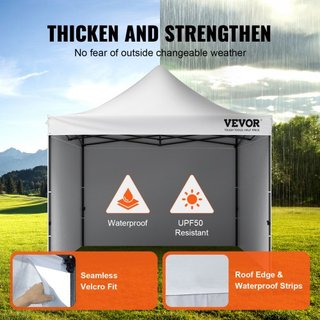 Carpa Plegable para Exterior Gazebo 304.8 x 304.8cm con Paredes Laterales y Bolsa Blanca