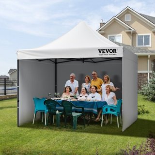 Carpa Plegable para Exterior Gazebo 304.8 x 304.8cm con Paredes Laterales y Bolsa Blanca
