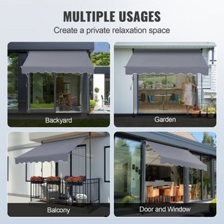 Toldo Retráctil Manual, Toldo Retráctil para Patio Exterior de 78" con Refugio Solar, Toldo Ajustable para Puerta de Patio y Ventana con Cortina de Sombra de 39" para Jardín, Patio, Balcón