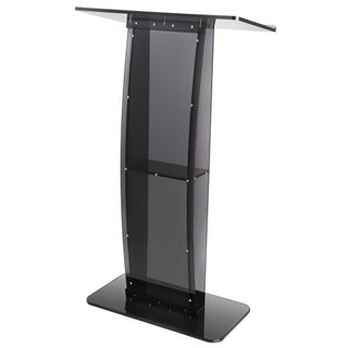 Podio Acrílico, 119 cm de Altura, Soporte de Podio Acrílico con Amplia Superficie de Lectura y Estante de Almacenamiento, Púlpitos Acrílicos Transparentes de Pie para Iglesia Oficina Escuela, Negro
