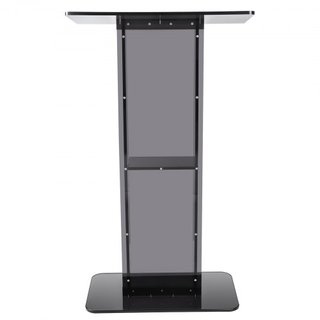 Podio Acrílico, 119 cm de Altura, Soporte de Podio Acrílico con Amplia Superficie de Lectura y Estante de Almacenamiento, Púlpitos Acrílicos Transparentes de Pie para Iglesia Oficina Escuela, Negro
