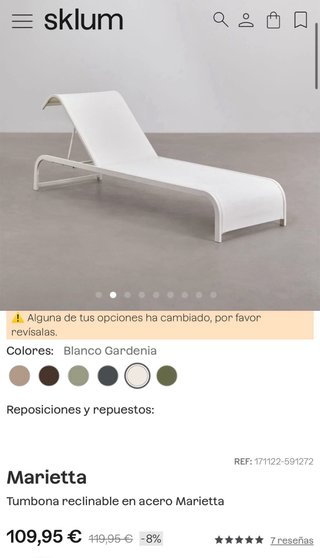Tumbona Sklum Blanca NUEVA