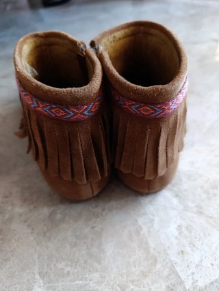 Botines Tejanos Flecos Mocasín Marrones