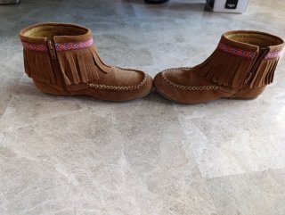 Botines Tejanos Flecos Mocasín Marrones