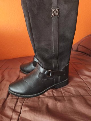 Botas altas negras bimaterial estilo hípico