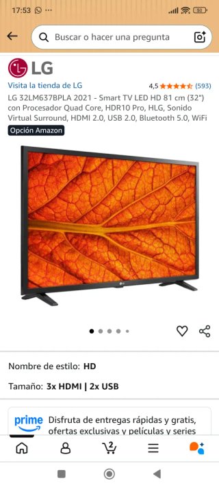 Smart TV LG 32 Negra