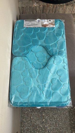 Set 3 Tappeti Bagno Cuore Azzurro