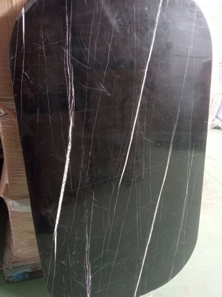 Mesa de Comedor de Cristal Efecto Mármol Negro