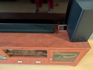 Mueble TV madera de teka y cristal