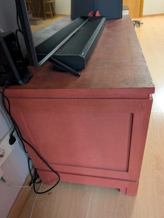 Mueble TV madera de teka y cristal