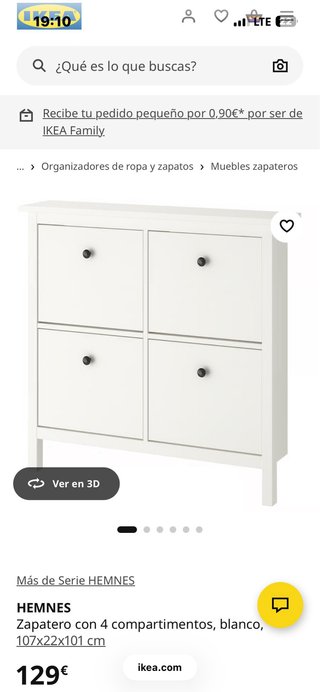 Zapatero HEMNES Blanco 4 Compartimentos