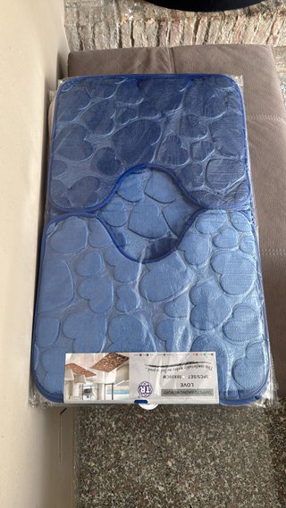 Tappeti Bagno Memory Set 3 Pezzi Blu