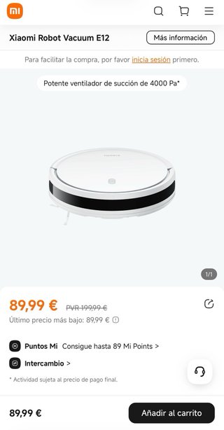 Robot Aspiradora Xiaomi E12