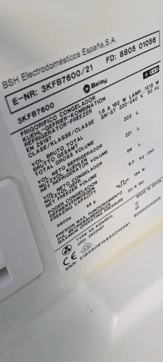NEVERA COMBI BALAY NO FROST ENERGÍA A+