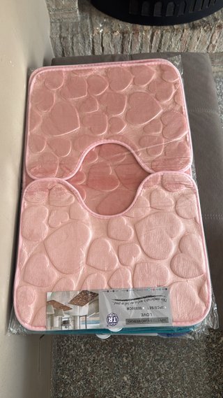 Set 3 Tappeti Bagno Memory Cuori Rosa