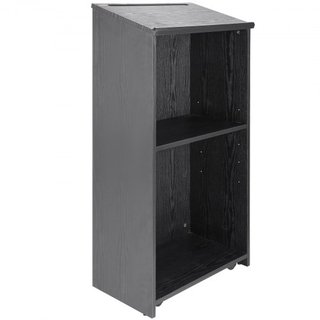 Podio, soporte de 119 cm con 4 ruedas giratorias, podio de madera con estantes de almacenamiento y escritorio inclinado, atriles y podios para iglesia, oficina, escuela, hogar, negro