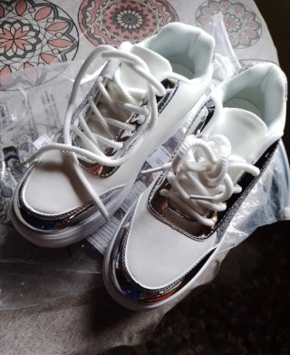 Zapatillas deportivas mujer plateadas y blancas