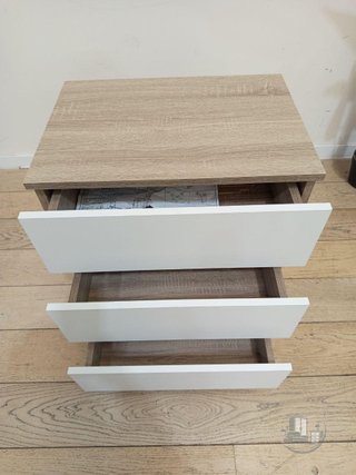 Mesita de Noche Moderna (Blanco/Madera)