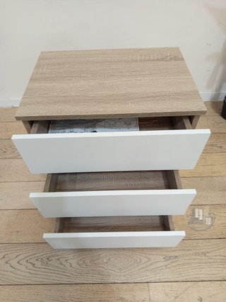 Mesita de Noche Moderna (Blanco/Madera)