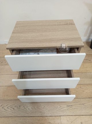 Mesita de Noche Moderna (Blanco/Madera)