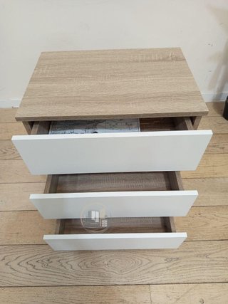 Mesita de Noche Moderna (Blanco/Madera)