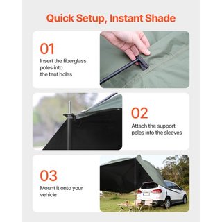 Toldo para Vehículos, Gran Cobertura de Sombra de 10' x 7' para Lado de Coche, Toldo de Coche PU2000mm UV50+ con Canopies Laterales Extendidos y Bolsa de Almacenamiento Portátil, Adecuado para Cam...
