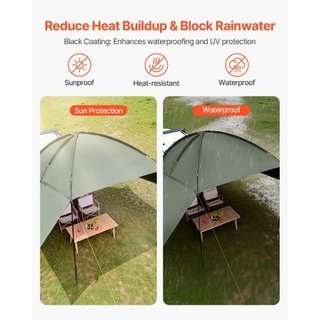 Toldo para Vehículos, Gran Cobertura de Sombra de 10' x 7' para Lado de Coche, Toldo de Coche PU2000mm UV50+ con Canopies Laterales Extendidos y Bolsa de Almacenamiento Portátil, Adecuado para Cam...