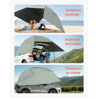 Toldo para Vehículos, Gran Cobertura de Sombra de 10' x 7' para Lado de Coche, Toldo de Coche PU2000mm UV50+ con Canopies Laterales Extendidos y Bolsa de Almacenamiento Portátil, Adecuado para Cam...