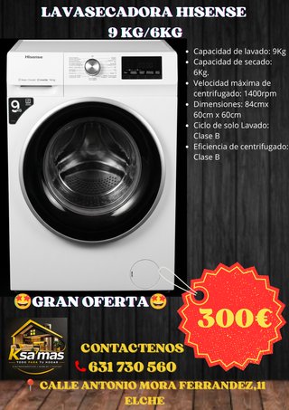 Lavasecadora Hisense 9kg/6kg
