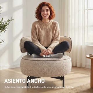 Butaca Salón Giratoria Tela Beige