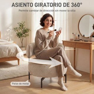 Butaca Salón Giratoria Tela Beige