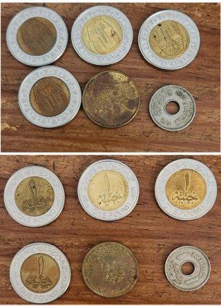 Lote de 6 monedas de Egipto (Tutankamón y antiguas