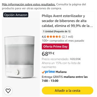 Esterilizador biberón y chupetes Philips Avent